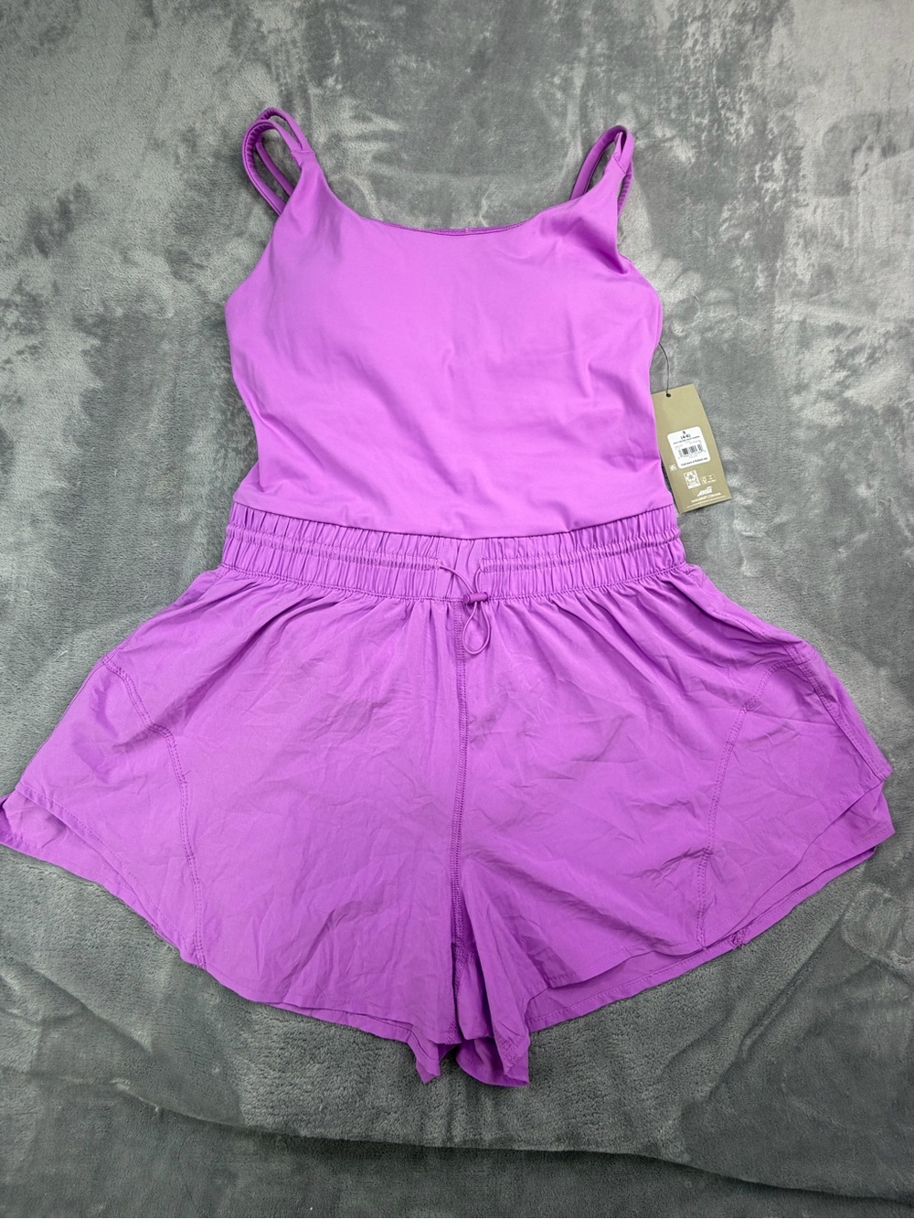 Avia Lavender Girls' One-Piece Romper with Drawstring Waist GYM Sports Women’s S